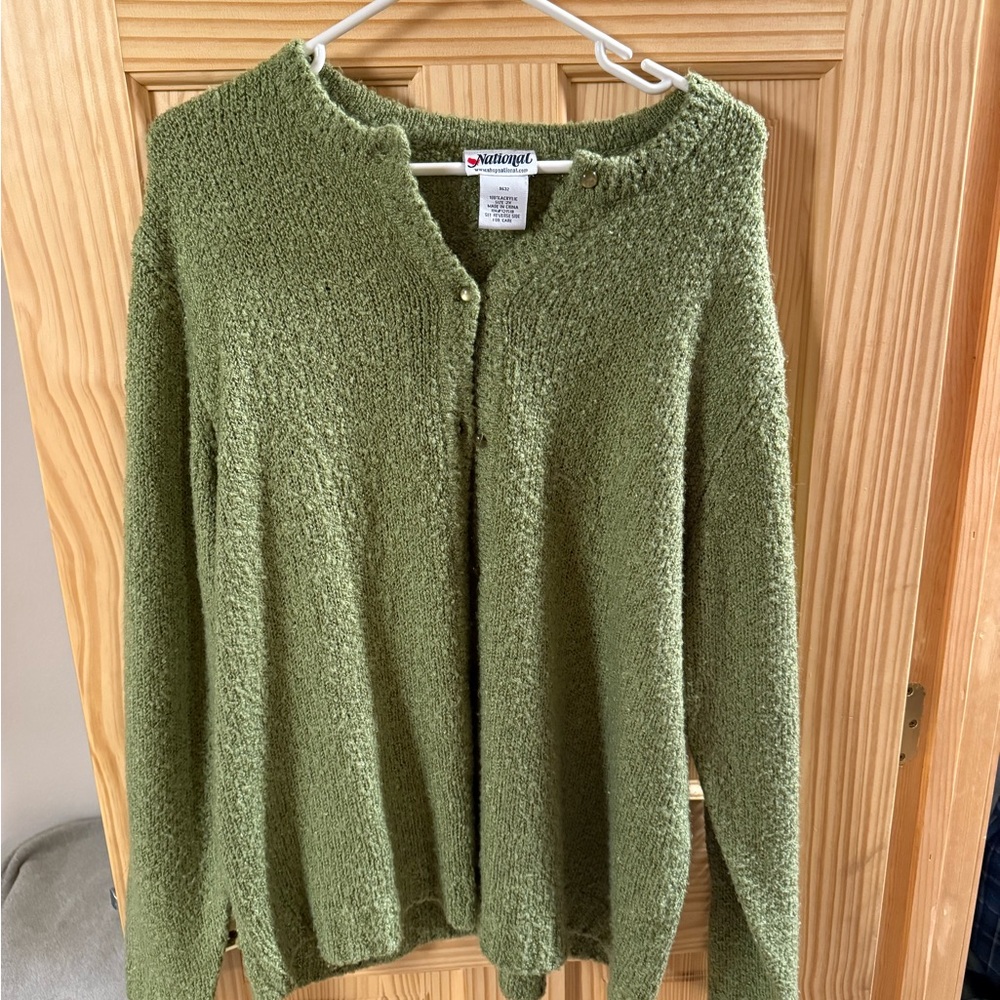 Vintage Green Cardigan Sweater Relaxed Knit
